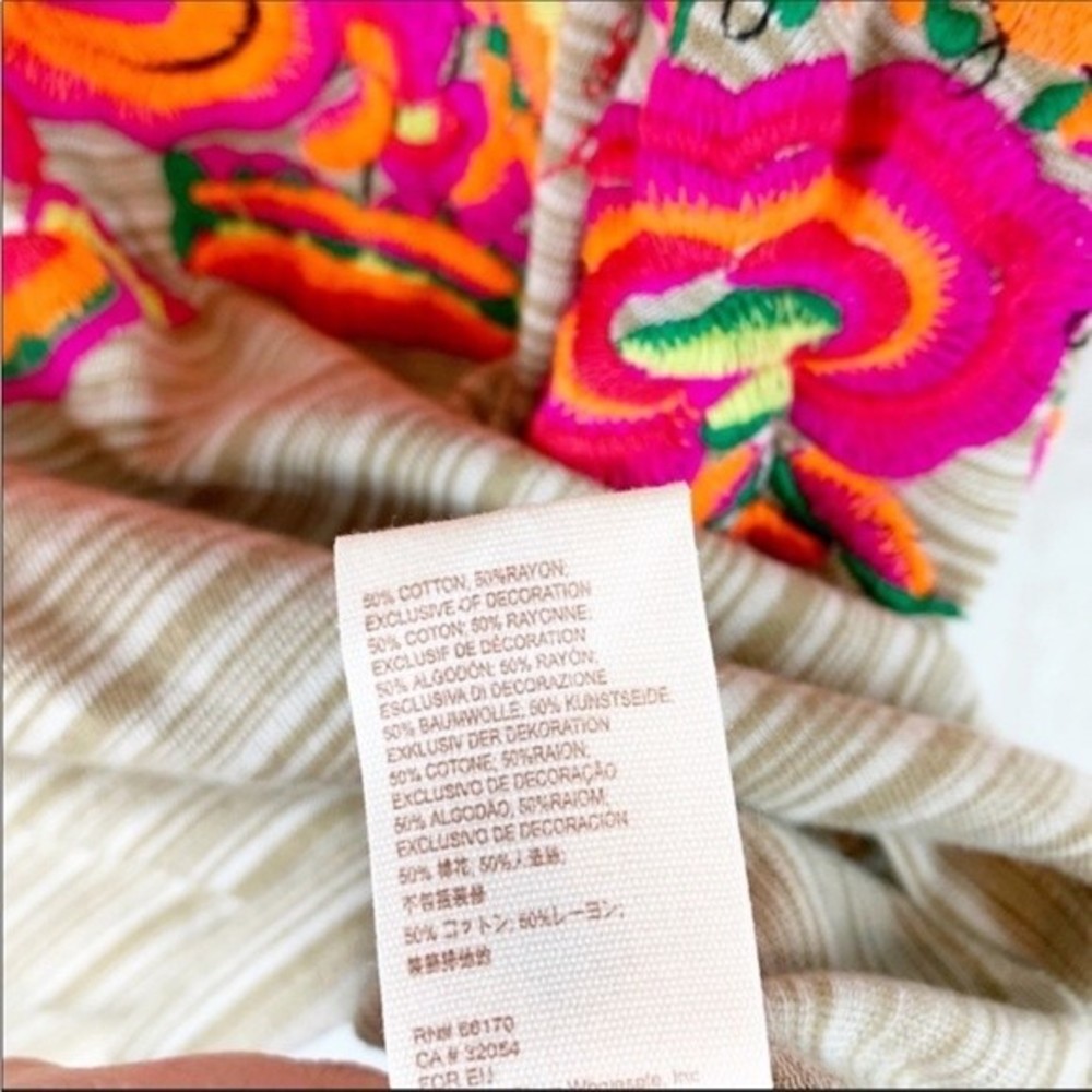 Free People Striped Top with Floral Embroidery - Picture 5 of 5